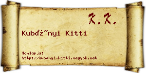 Kubányi Kitti névjegykártya